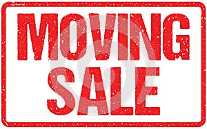 Moving Sale Typography Isolated on White Rubber Stamp Imitation