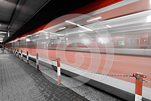 Moving sbahn train in red