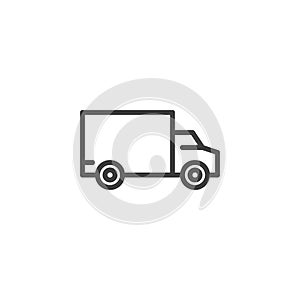 Moving, shipping truck line icon