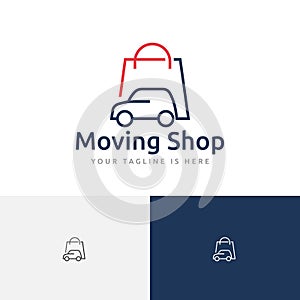 Moving Shop Car Vehicle Simple Line Logo