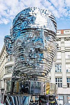 Moving statue of Franz Kafka in Prague