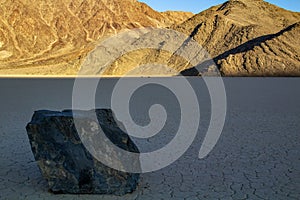 Moving Stones at the Racetrack Playa in Death Valley California with a depth of field