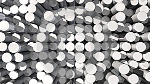 Moving texture background of white reflective extruded cylinders