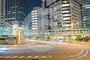 Moving traffic light trails at Urban city square