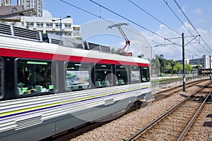 Moving train in Hong Kong