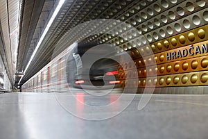 A moving underground train