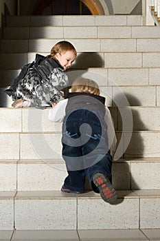 Moving up stairs