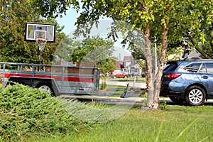 Moving van is outside on the street