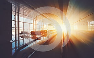 Moving walkway in airport