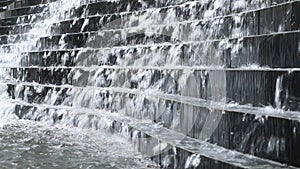 Moving water fountain shot of downtown fountain