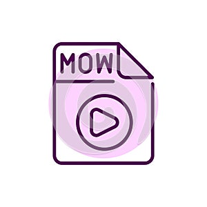 Mow file color line icon. Format and extension of documents