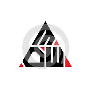 MOW triangle letter logo design with triangle shape. MOW triangle logo design monogram. MOW triangle vector logo template with red