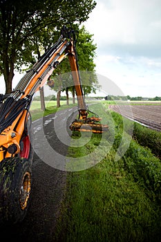 Mowing grass