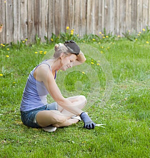 Mowing the lawn