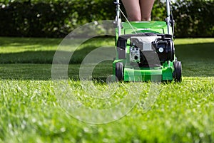 Mowing the lawn.