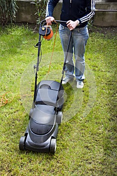 Mowing lawn