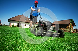 Mowing the lawn