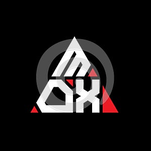 MOX triangle letter logo design with triangle shape. MOX triangle logo design monogram. MOX triangle vector logo template with red