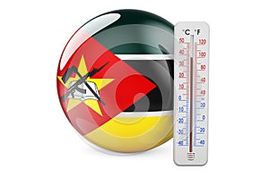 Mozambican flag with thermometer. 3D rendering