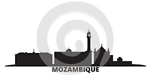 Mozambique city skyline isolated vector illustration. Mozambique travel black cityscape