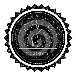 Mozambique Map Label with Retro Vintage Styled.