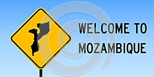 Mozambique map on road sign.