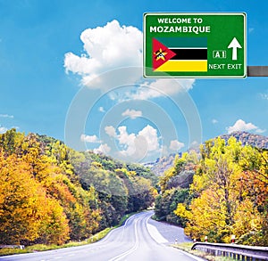 Mozambique road sign against clear blue sky