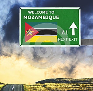 Mozambique road sign against clear blue sky