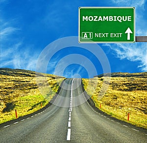 MOZAMBIQUE road sign against clear blue sky
