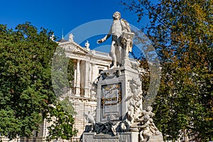 Mozart Monument dedicated to Wolfgang Amadeus Mozart in Vienna, Austria