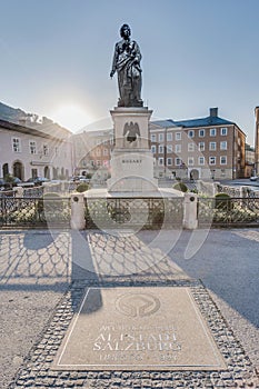 Mozart statue in Mozartplatz, Austria