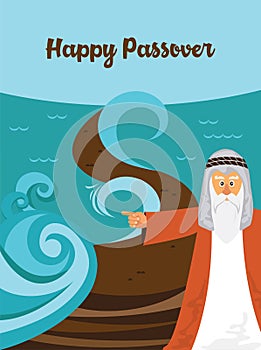 Mozes splitting the red sea and ordering let my people go out of Egypt. story of Jewish holiday Passover.