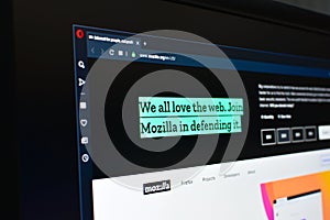 Mozilla browser website on computer screen