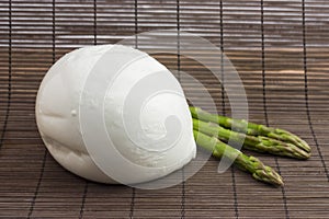 Mozzarella bufala and asparagus photo
