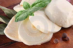 Mozzarella cheese and basil