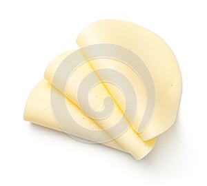 Mozzarella Cheese Slices Isolated On White Background photo
