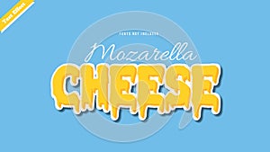 mozzarella cheese text effect design vector. editable 3d text