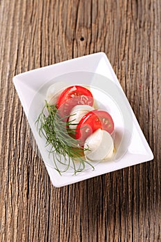 Mozzarella cheese and tomato