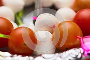 Mozzarella cheese tomato canape snack