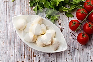 Mozzarella cheese and tomato photo