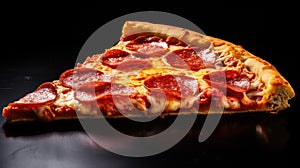 mozzarella pizza slice on black background