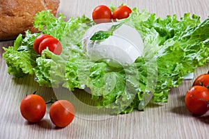 Mozzarella, salad and tomatoes