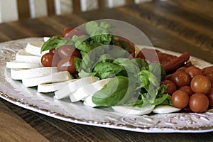 Mozzarella, Tomatoes, Basil Caprese for Lunch angle