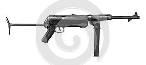 MP-40 German submachine gun isolated on white background. World War II german weapon