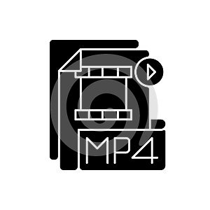 MP4 file black glyph icon