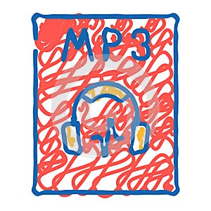 mp3 file format document icon doodle illustration