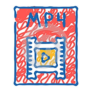 mp4 file format document icon doodle illustration