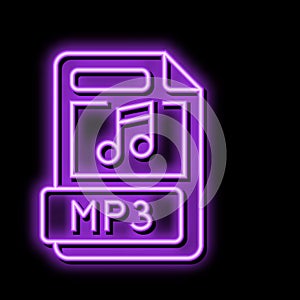 mp3 file format document neon glow icon illustration