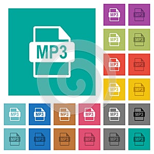 MP3 file format square flat multi colored icons