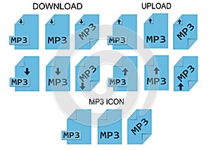 MP3 file formats. Music file type icons